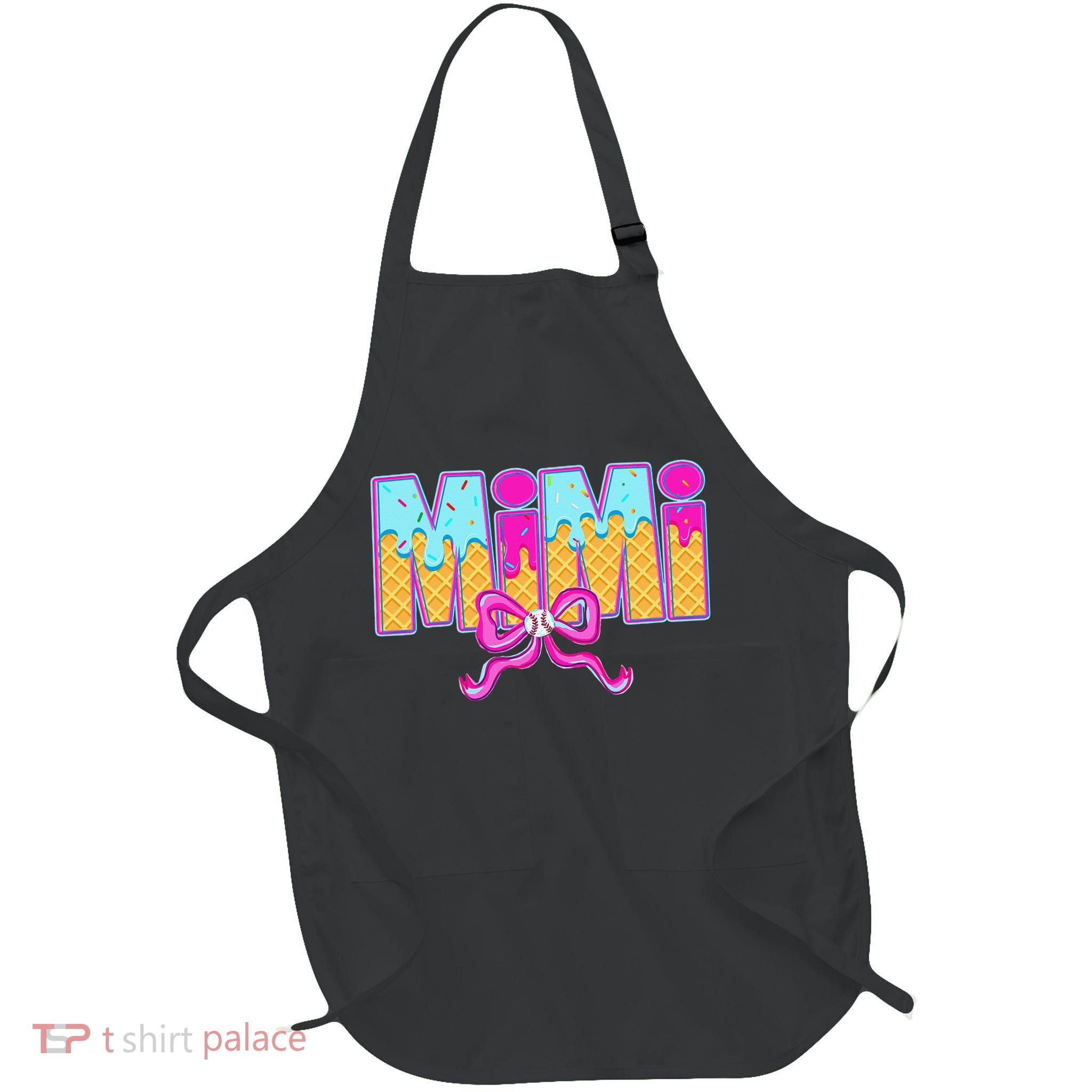 Mimi Baseball Coquette Bow Ice Cream Drip Mothers Day Apron