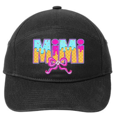 Mimi Baseball Coquette Bow Ice Cream Drip Mothers Day 7-Panel Snapback Hat