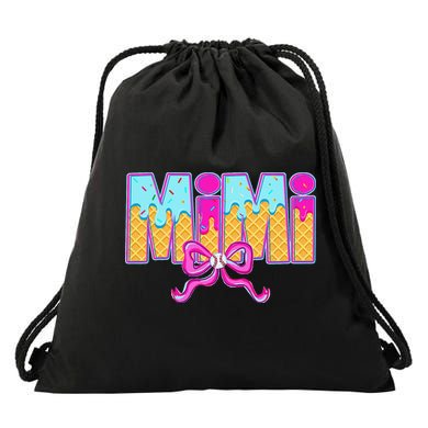 Mimi Baseball Coquette Bow Ice Cream Drip Mothers Day Drawstring Bag