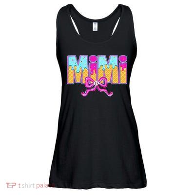 Mimi Baseball Coquette Bow Ice Cream Drip Mothers Day Ladies Essential Flowy Tank