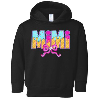 Mimi Baseball Coquette Bow Ice Cream Drip Mothers Day Toddler Hoodie