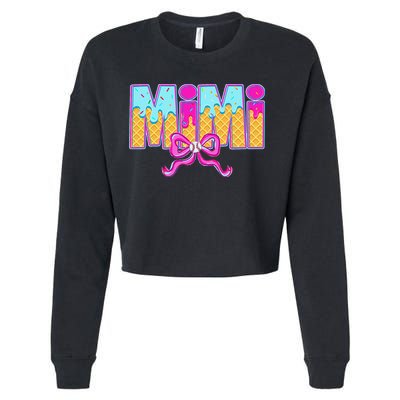 Mimi Baseball Coquette Bow Ice Cream Drip Mothers Day Cropped Pullover Crew