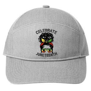 Messy Bun Celebrate Juneteenth Black Pride Indepedence Gift 7-Panel Snapback Hat