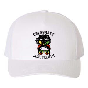 Messy Bun Celebrate Juneteenth Black Pride Indepedence Gift Yupoong Adult 5-Panel Trucker Hat