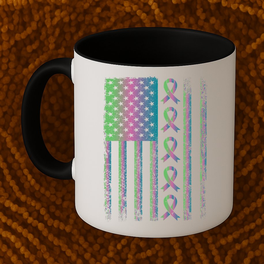 Metastatic Breast Cancer Flag Awareness Survivor Gift Mug