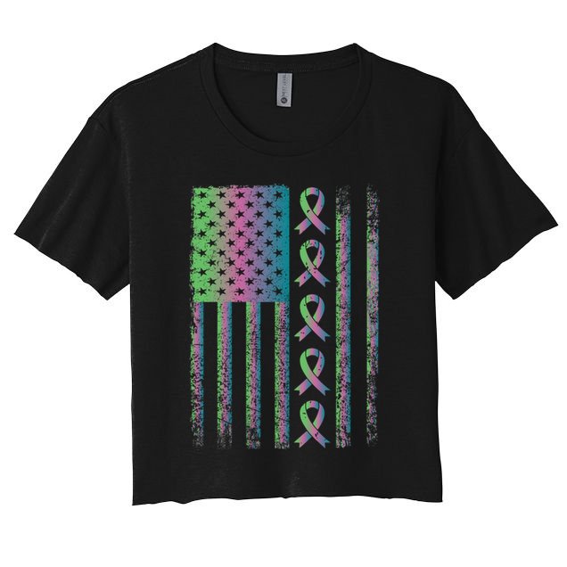 Metastatic Breast Cancer Flag Awareness Survivor Gift Crop Top