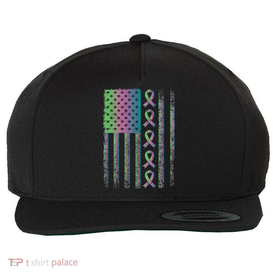 Metastatic Breast Cancer Flag Awareness Survivor Gift Wool Snapback Cap