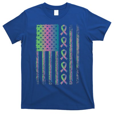 Metastatic Breast Cancer Flag Awareness Survivor Gift T-Shirt