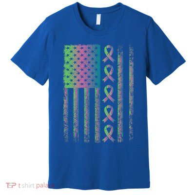 Metastatic Breast Cancer Flag Awareness Survivor Gift Premium T-Shirt