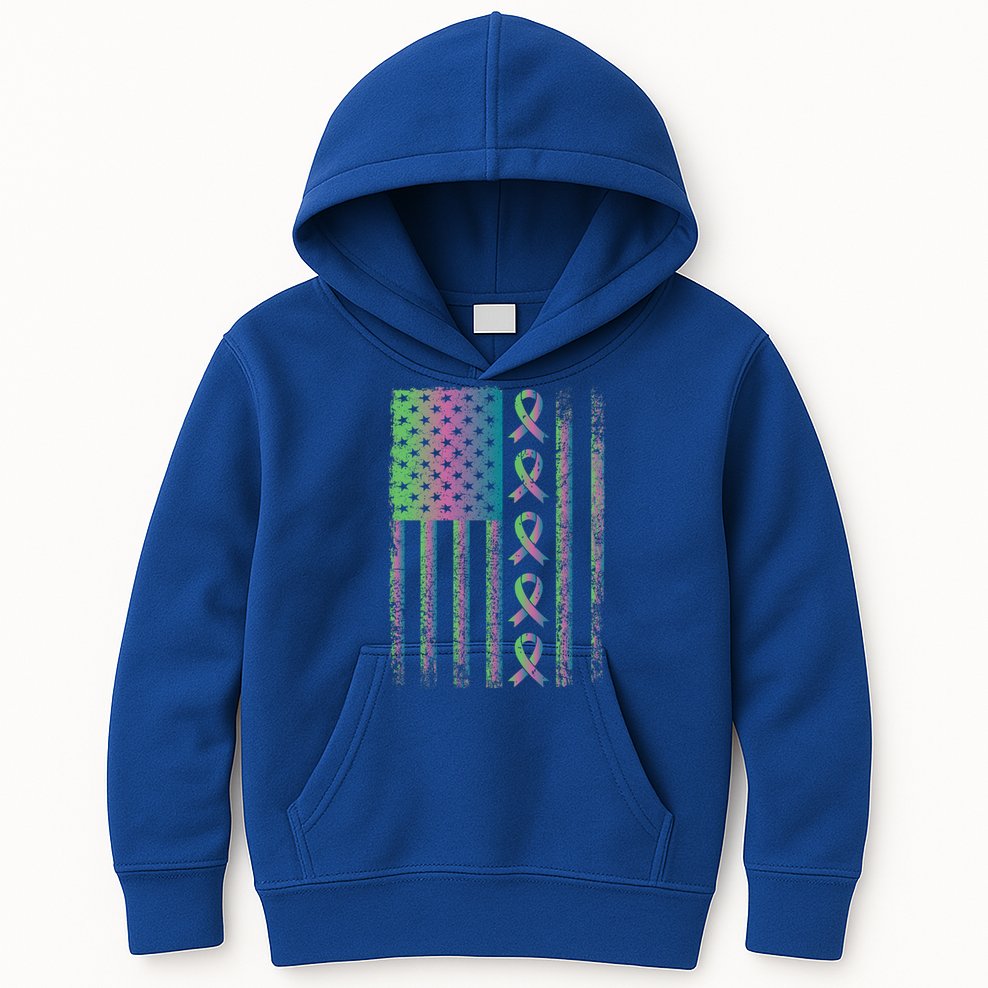 Metastatic Breast Cancer Flag Awareness Survivor Gift Kids Hoodie