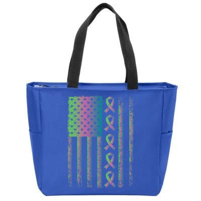 Metastatic Breast Cancer Flag Awareness Survivor Gift Zip Tote Bag