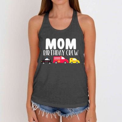 Mom Birthday Crew Fire Truck Police Car Ambulance Bday Party Women's Knotted Racerback Tank