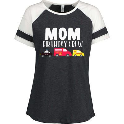 Mom Birthday Crew Fire Truck Police Car Ambulance Bday Party Enza Ladies Jersey Colorblock Tee