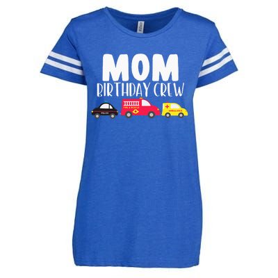 Mom Birthday Crew Fire Truck Police Car Ambulance Bday Party Enza Ladies Jersey Football T-Shirt