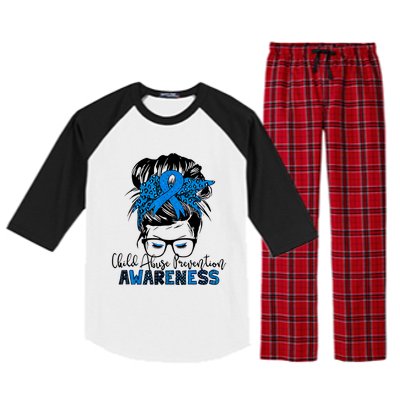 Messy Bun Child Abuse Prevention Awareness Protect Child Raglan Sleeve Pajama Set