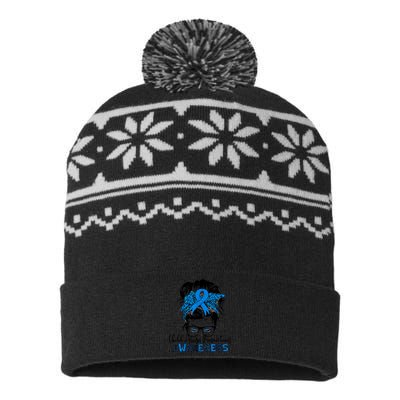 Messy Bun Child Abuse Prevention Awareness Protect Child USA-Made Snowflake Beanie