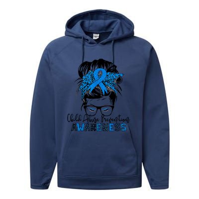 Messy Bun Child Abuse Prevention Awareness Protect Child Performance Fleece Hoodie