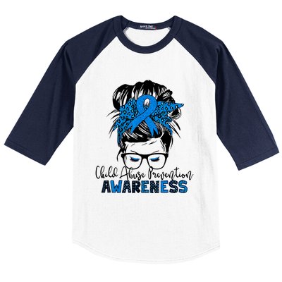 Messy Bun Child Abuse Prevention Awareness Protect Child Baseball Sleeve Shirt