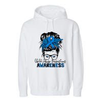 Messy Bun Child Abuse Prevention Awareness Protect Child Garment-Dyed Fleece Hoodie