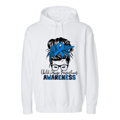 Messy Bun Child Abuse Prevention Awareness Protect Child Garment-Dyed Fleece Hoodie