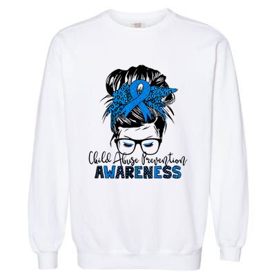 Messy Bun Child Abuse Prevention Awareness Protect Child Garment-Dyed Sweatshirt