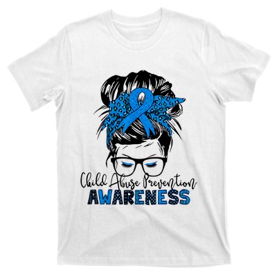 Messy Bun Child Abuse Prevention Awareness Protect Child T-Shirt