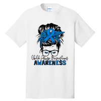 Messy Bun Child Abuse Prevention Awareness Protect Child Tall T-Shirt