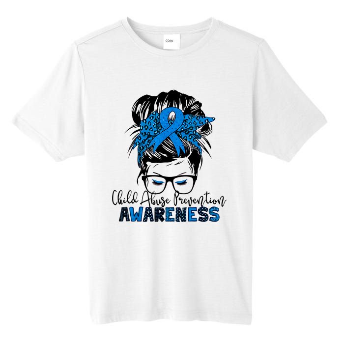 Messy Bun Child Abuse Prevention Awareness Protect Child Tall Fusion ChromaSoft Performance T-Shirt