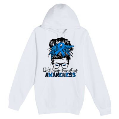 Messy Bun Child Abuse Prevention Awareness Protect Child Premium Pullover Hoodie