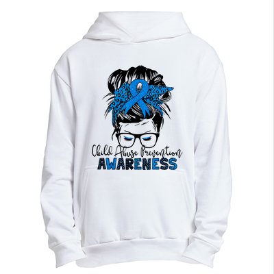 Messy Bun Child Abuse Prevention Awareness Protect Child Urban Pullover Hoodie