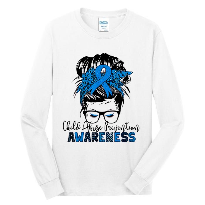 Messy Bun Child Abuse Prevention Awareness Protect Child Tall Long Sleeve T-Shirt