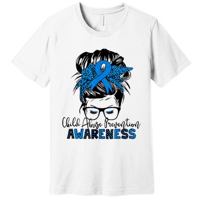 Messy Bun Child Abuse Prevention Awareness Protect Child Premium T-Shirt