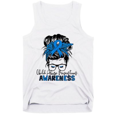 Messy Bun Child Abuse Prevention Awareness Protect Child Tank Top