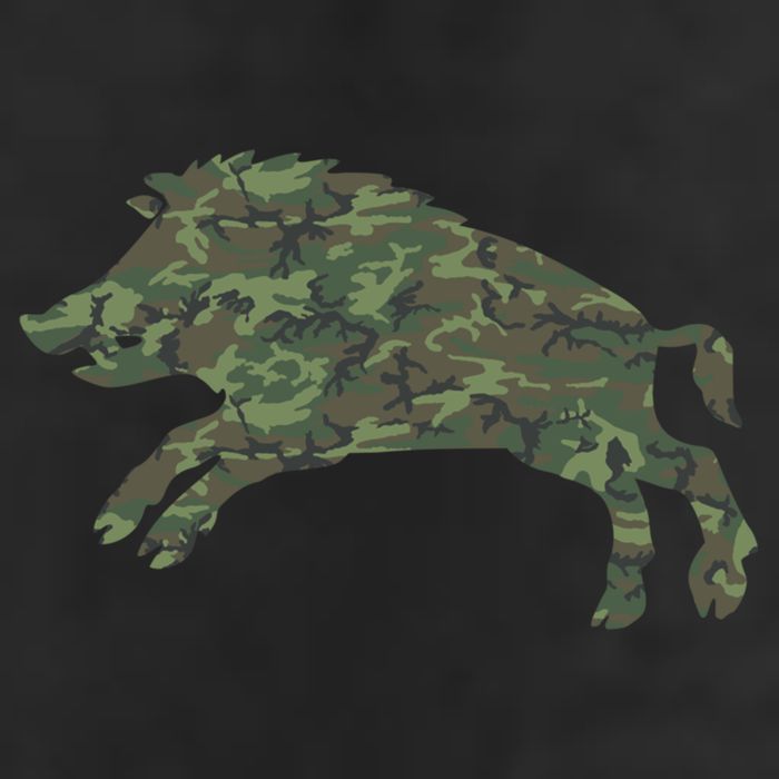 Military Boar Camo Print Us Pig Hog Tusk Veteran Gift 7 Panel Mesh Trucker Snapback Hat