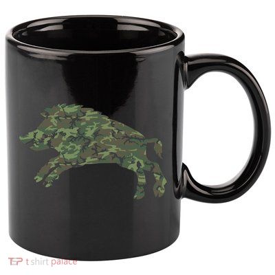 Military Boar Camo Print Us Pig Hog Tusk Veteran Gift 11oz C Handle Ceramic Mug