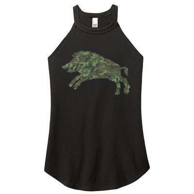 Military Boar Camo Print Us Pig Hog Tusk Veteran Gift Women's Perfect Tri Rocker Tank
