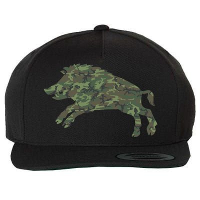 Military Boar Camo Print Us Pig Hog Tusk Veteran Gift Wool Snapback Cap