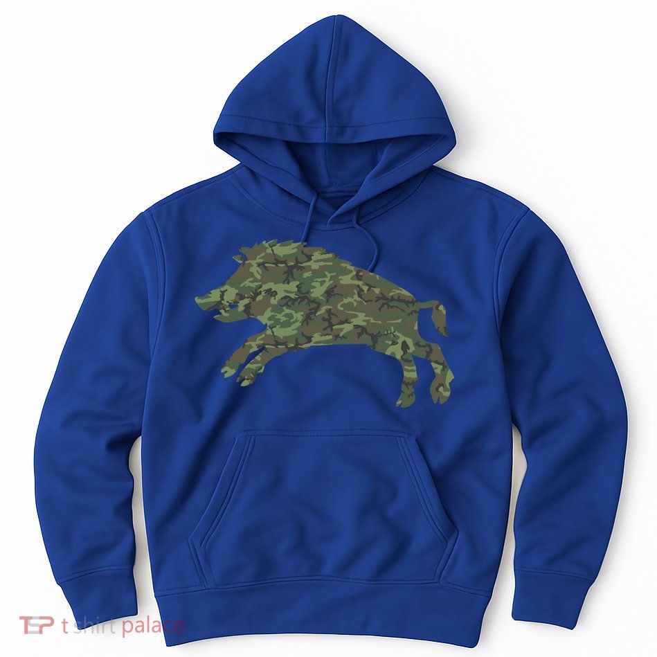 Military Boar Camo Print Us Pig Hog Tusk Veteran Gift Hoodie