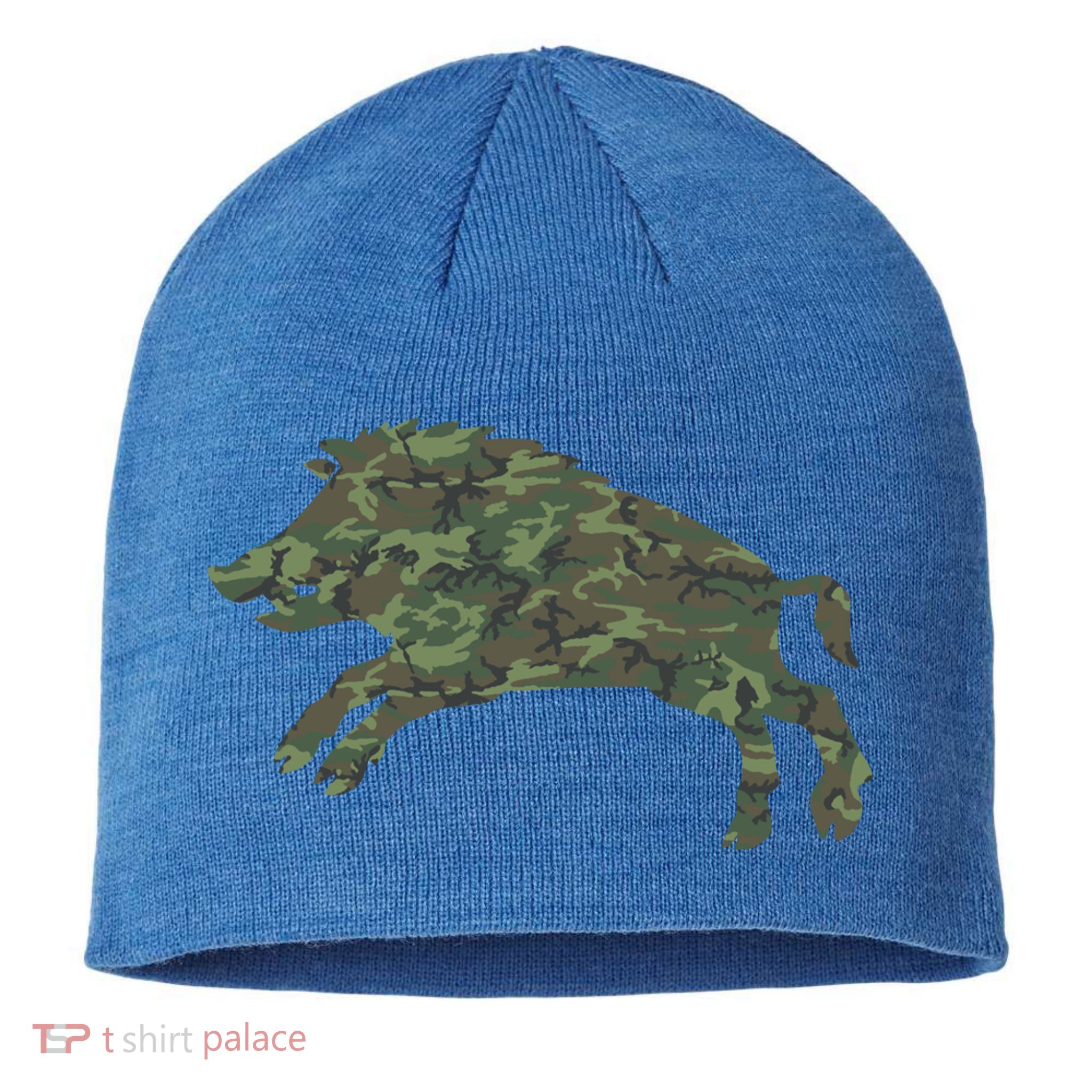 Military Boar Camo Print Us Pig Hog Tusk Veteran Gift Sustainable Beanie