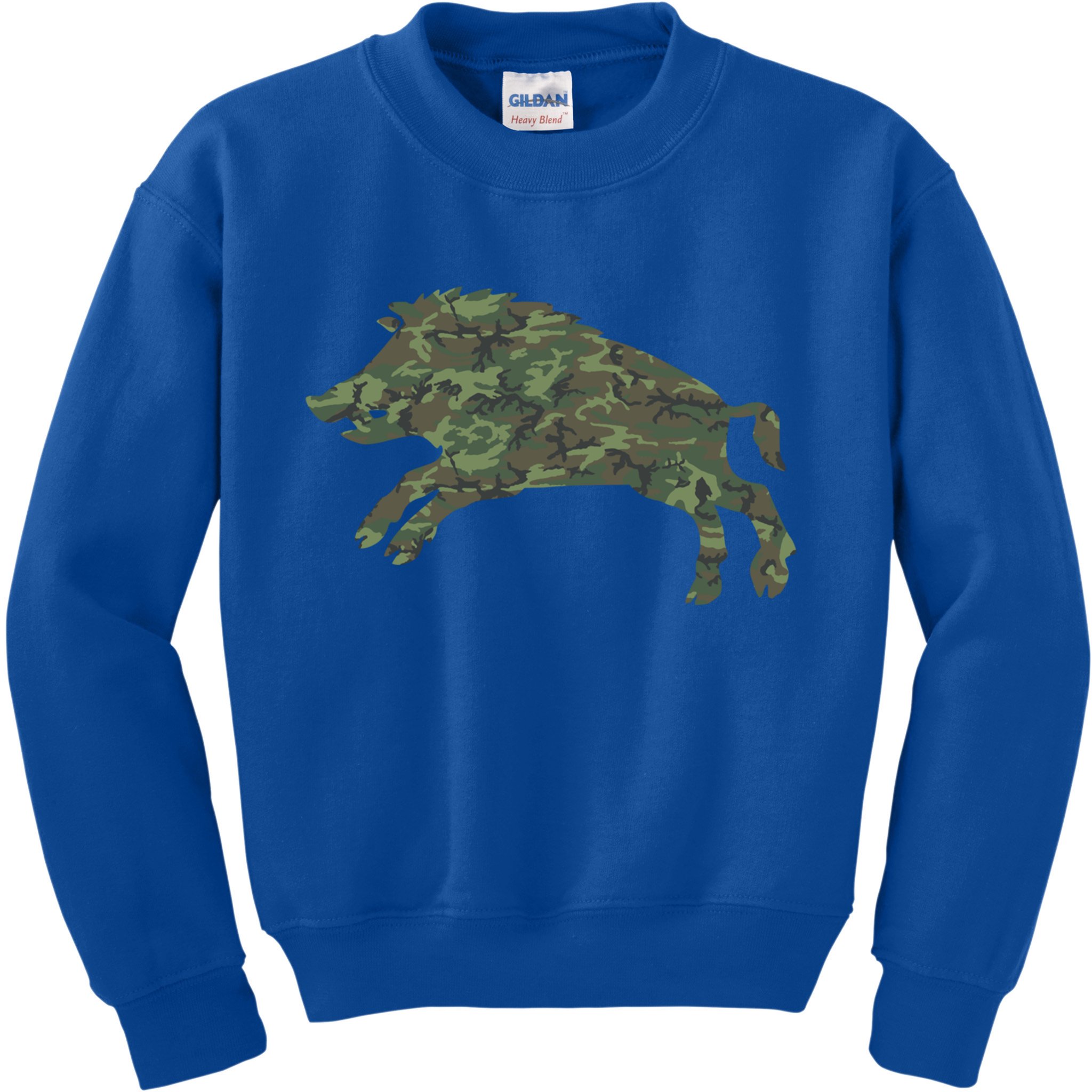 Military Boar Camo Print Us Pig Hog Tusk Veteran Gift Kids Sweatshirt