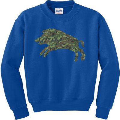 Military Boar Camo Print Us Pig Hog Tusk Veteran Gift Kids Sweatshirt