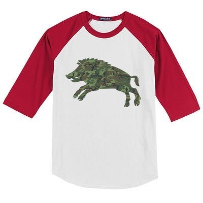 Military Boar Camo Print Us Pig Hog Tusk Veteran Gift Kids Colorblock Raglan Jersey