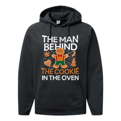 Man Behind Cookie In The Oven Pregnancy Christmas Funny Performance Fleece Hoodie