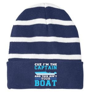 Motor Boats Captain Speed Boat Owner Motorboat Striped Beanie with Solid Band