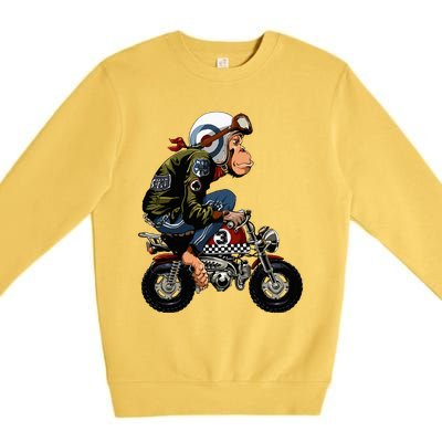 Monkey Bike Cartoon Premium Crewneck Sweatshirt