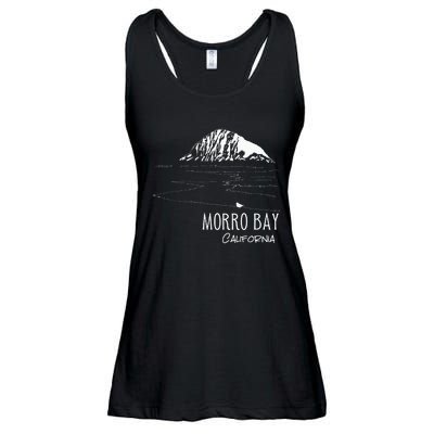 Morro Bay California Morro Rock Ca Drawing Souvenir Line Art Ladies Essential Flowy Tank