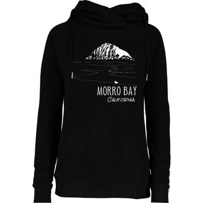 Morro Bay California Morro Rock Ca Drawing Souvenir Line Art Womens Funnel Neck Pullover Hood