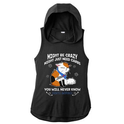 Might Be Crazy Might Just Need Carbs Diabetes Awareness Ladies PosiCharge Tri-Blend Wicking Draft Hoodie Tank