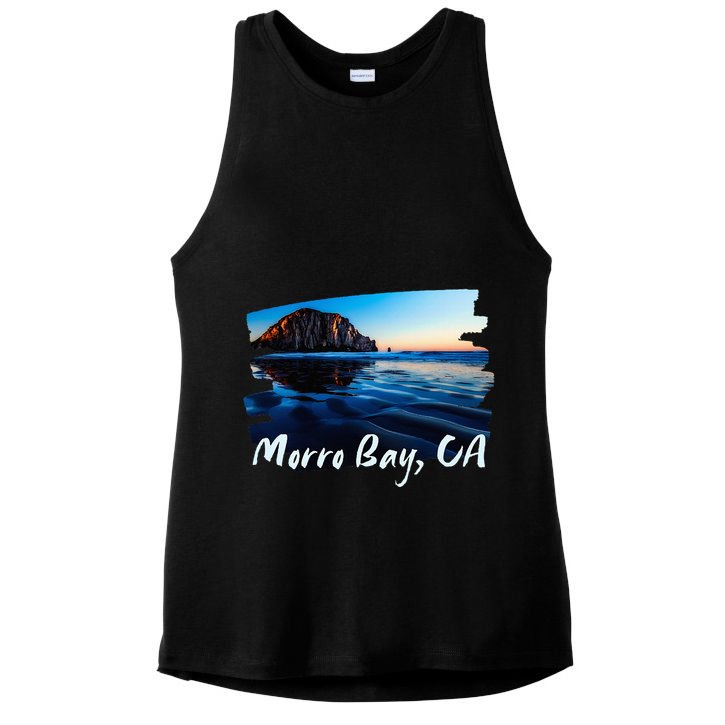 Morro Bay Ca Morro Rock California Ladies PosiCharge Tri-Blend Wicking Tank