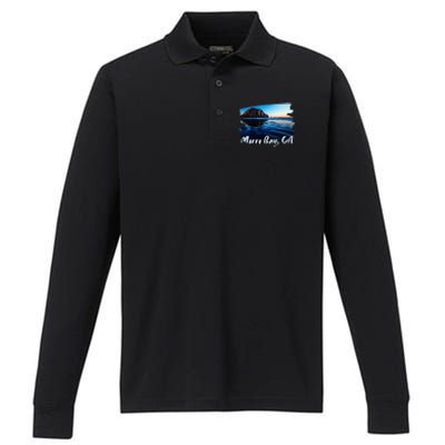 Morro Bay Ca Morro Rock California Performance Long Sleeve Polo